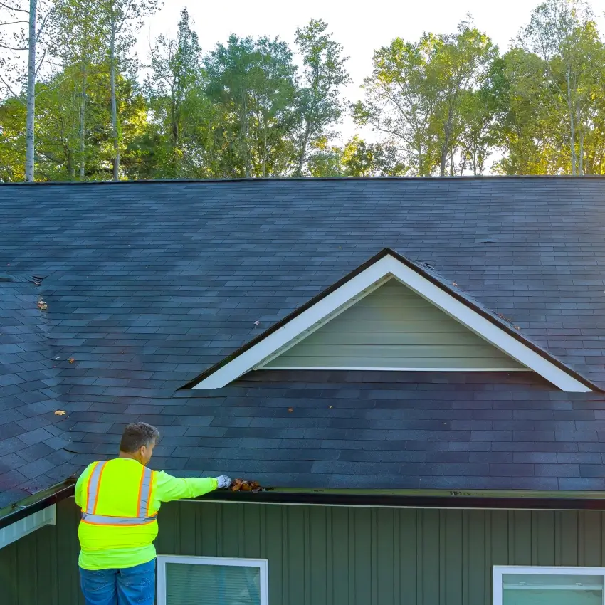 A person working on a roof replacement in the Denver metro area